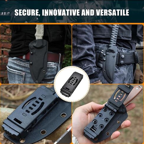 4-Pack Knife Belt Clip Holster Tactical Belt Buckle Kydex Belt Clip Universal Utility EDC Clip Camping Mag Pouches Sheath Tool with Hardware, Knife Clip Black in Kuwait