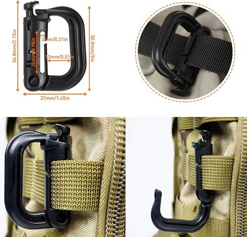 Molle Backpack Attachments Kit of 28 Accessories, D-Ring Grimloc Locking Gear Clip Web Dominator Elastic Strings Strap in Saudi Arabia