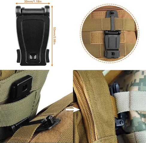 Molle Backpack Attachments Kit of 28 Accessories, D-Ring Grimloc Locking Gear Clip Web Dominator Elastic Strings Strap in Saudi Arabia