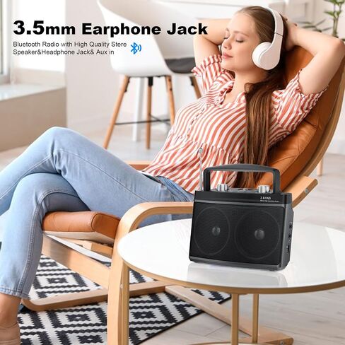 Portable AM FM Radio with Best Reception, Transistor Radio with Bluetooth Plug in Wall or Battery Powered,Headphone Jack, Aux in for Home,Gift,Seniors in Saudi Arabia