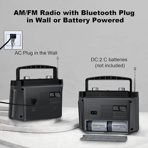 Portable AM FM Radio with Best Reception, Transistor Radio with Bluetooth Plug in Wall or Battery Powered,Headphone Jack, Aux in for Home,Gift,Seniors in Saudi Arabia