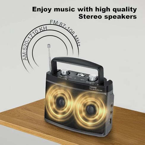 Portable AM FM Radio with Best Reception, Transistor Radio with Bluetooth Plug in Wall or Battery Powered,Headphone Jack, Aux in for Home,Gift,Seniors in Saudi Arabia