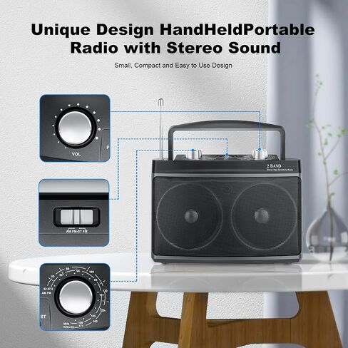 Portable AM FM Radio with Best Reception, Transistor Radio with Bluetooth Plug in Wall or Battery Powered,Headphone Jack, Aux in for Home,Gift,Seniors in Saudi Arabia