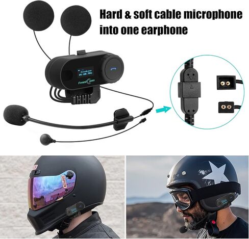 FreedConn Microphone Headphone Headset Soft Cable Headset Accessory for Motorcycle Helmet Bluetooth Interphone intercom for TCOM VB/T-COMSC/KY PRO/T-MAX (5Pin Only) in Saudi Arabia