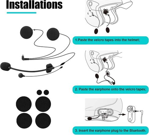 FreedConn Microphone Headphone Headset Soft Cable Headset Accessory for Motorcycle Helmet Bluetooth Interphone intercom for TCOM VB/T-COMSC/KY PRO/T-MAX (5Pin Only) in Saudi Arabia