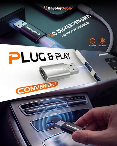 chubbycable USB to USB C Adapter USBC Female to A Male OTG Charger, 2 Pack | 56KΩ Safety Resistor, Plug & Play, Aluminum Alloy Housing, Stable Data Transfer, Compact & Travel Friendly in Saudi Arabia