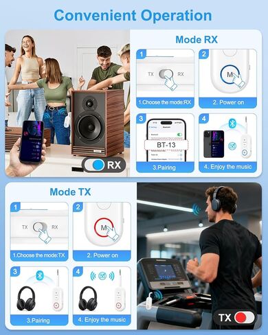 Bluetooth 5.3 Transmitter and Receiver, 2-in-1 3.5mm Aux Audio Adapter for Car TV Home Stereo, Wireless Bluetooth Adapter for Headphones, Airplane Travel Use, Plug and Play (White) in Saudi Arabia