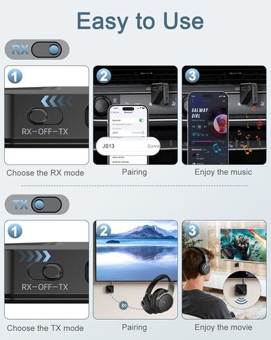 Upgrade Bluetooth 5.4 Car Adapter with 16-Hour Battery, 2-in-1 Hi-Fi Stereo Wireless Transmitter/Receiver for Car, Home Stereo, Headphones, Hands-Free Calling in Saudi Arabia
