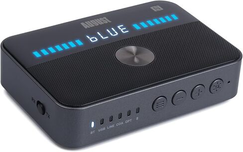 August MR285 Bluetooth Transmitter Receiver NFC AUX Optical TV Adapter | Bluetooth 5.3, RCA, Coaxial & USB, Rechargeable Battery, Dual Audio, Wired Bypass in Saudi Arabia