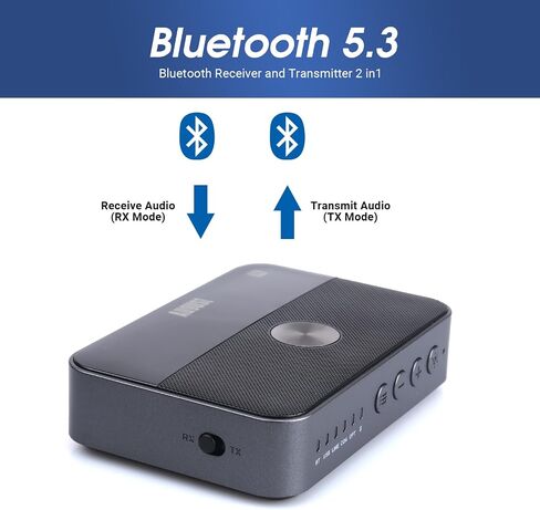 August MR285 Bluetooth Transmitter Receiver NFC AUX Optical TV Adapter | Bluetooth 5.3, RCA, Coaxial & USB, Rechargeable Battery, Dual Audio, Wired Bypass in Saudi Arabia