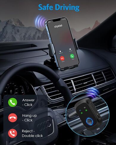 Bluetooth 5.4 Transmitter Receiver, 2-in-1 Car AUX Adapter | Wireless Bluetooth Adapter for Car with Hands-Free Calls, 3.5mm AUX Audio Adapter for TV/Car/Airplane /Home Stereo in Saudi Arabia