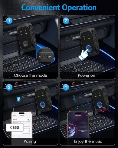 Bluetooth 5.4 Transmitter Receiver, 2-in-1 Car AUX Adapter | Wireless Bluetooth Adapter for Car with Hands-Free Calls, 3.5mm AUX Audio Adapter for TV/Car/Airplane /Home Stereo in Saudi Arabia