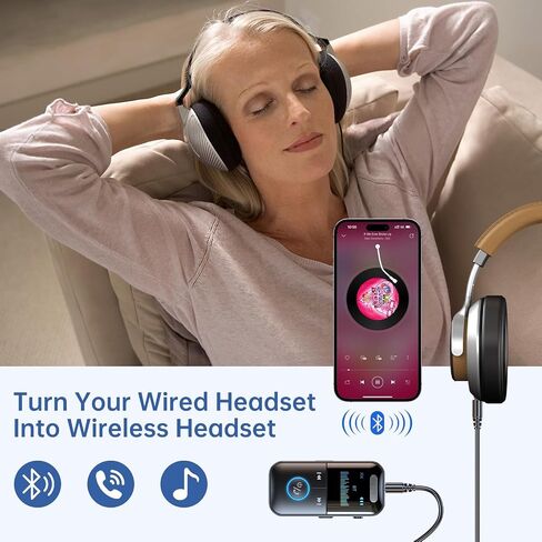 جهاز استقبال إرسال صوت بلوتوث 5.4 للسيارة/التلفزيون، شاشة Aux HD 4 في 1 | محول بلوتوث لاسلكي، زمن استجابة منخفض/بطاقة TF/اتصال بدون استخدام اليدين، للطائرة والسيارة والكمبيوتر المحمول والراديو والتلفزيون وسماعات الرأس ومكبرات الصوت in Kuwait