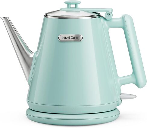 Hazel Quinn Electric Kettle, 1L/34oz Small Tea Kettle - Jet Black | 800W Fast Boil, 304 Stainless Steel Interior, Double-Wall Cool Touch, Gooseneck Spout, Auto Shut-Off, BPA-Free Cordless, Home in Saudi Arabia