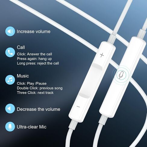 USB C Earbuds for iPhone 17 16 15, 2 Pack Wired with Mic and Remote | USB-C wired earbuds 2-pack with mic and remote for iPhone 17/16/15 and Galaxy, noise isolating for clear calls and sound. in Saudi Arabia