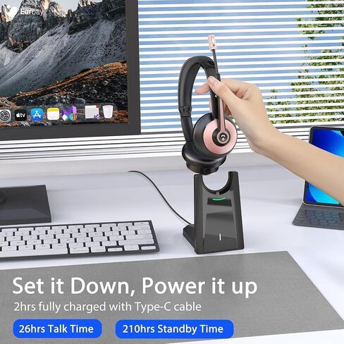 Earbay Wireless Headset, Bluetooth Headphones with Microphone Noise Canceling & Mute, Wireless Headset with Mic USB Dongle/Charge Dock for PC Computer Phone Work Office Meetings Call Teams in Saudi Arabia