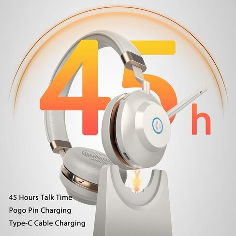 Wireless Headset with Mic for Work, V5.2 Bluetooth Headset with Microphone Noise Canceling & Charging Base, Wireless Headphones with Mic Mute Button & USB Dongle 45Hrs for Laptop/PC/Call Center/Home in Saudi Arabia