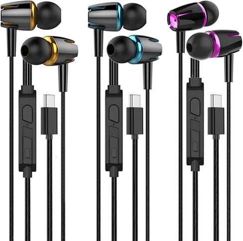 USB C Headphones for iPhone 17 16 15 Pro Max,Wired Earbuds with Microphone | Earphones Magnetic Bass Noise Canceling,in-Ear Headset for Galaxy S25 Ultra S24 S23 (3 Pack) in Saudi Arabia