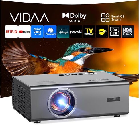 Projector-4K with VIDAA Smart OS AI Auto Focus 60W Dolby Home Theater | 2000 Bright Movie Projector with WiFi, Bluetooth, AirPlay Voice Control Outdoor Portable for Bedroom, Ceiling, Camping in Saudi Arabia