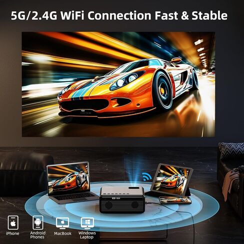 FUDONI WiFi Bluetooth Projector, Built-in Speaker, Native 1080P Projector | Outdoor Indoor Home Theater Movie Projector, Compatible with HDMI, USB, AV, Fire Stick, Laptop, Smartphone, Game Console in Saudi Arabia
