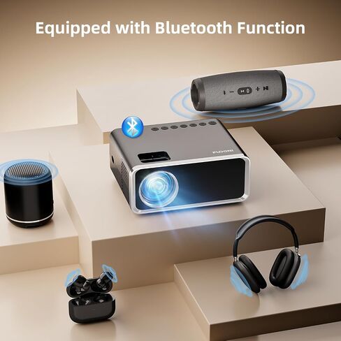 FUDONI WiFi Bluetooth Projector, Built-in Speaker, Native 1080P Projector | Outdoor Indoor Home Theater Movie Projector, Compatible with HDMI, USB, AV, Fire Stick, Laptop, Smartphone, Game Console in Saudi Arabia
