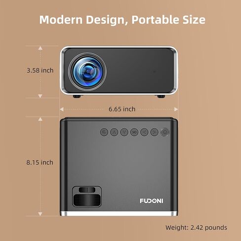 FUDONI WiFi Bluetooth Projector, Built-in Speaker, Native 1080P Projector | Outdoor Indoor Home Theater Movie Projector, Compatible with HDMI, USB, AV, Fire Stick, Laptop, Smartphone, Game Console in Saudi Arabia