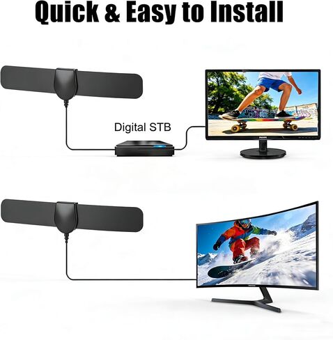 Digital TV Antennas, Antenna for Local Channels, Portable HDTV Indoor Antenna Support 4K 1080p, 360° Signal Range Reception with 10.5ft Coaxial Cable,Amplifier Signal Booster for HDTVs in Saudi Arabia
