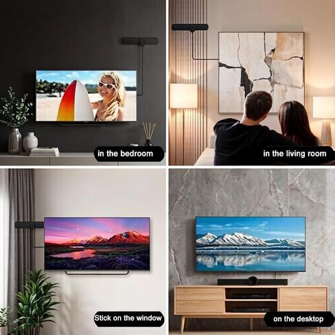 Digital TV Antennas, Antenna for Local Channels, Portable HDTV Indoor Antenna Support 4K 1080p, 360° Signal Range Reception with 10.5ft Coaxial Cable,Amplifier Signal Booster for HDTVs in Saudi Arabia