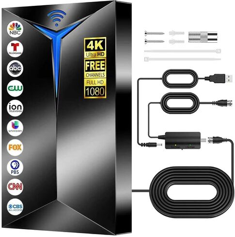 2026 Premium TV Antenna Indoor Outdoor – 3500+ Miles Long Range for Local Channels, Built-in Amplified Signal Booster, Supports 8K/4K/1080P HD, Easy Setup with 26ft Coax Cable for Smart TV in Saudi Arabia