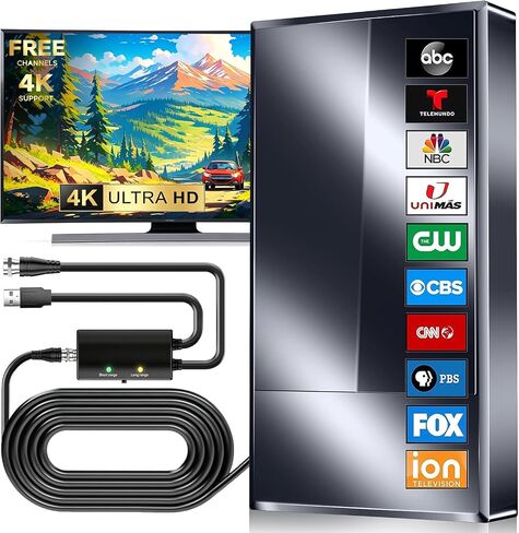 2026 Digital TV Antenna for Smart TV Upgraded 6000 Mile Amplified Booster | Free 8K/4K/channels, weatherproof indoor/outdoor, 50FT cable & advanced VHF/UHF reception for crystal-clear HD broadcasts. in Saudi Arabia