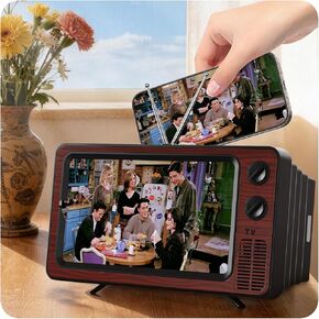 SEANCHEER Retro TV Cell Phone Screen Magnifier HD, 3D Portable Foldable Mobile Phone Magnifier for Movie & Game, Fit for All Smartphones - Gift for Women Mom Wife Men Dad Husband Friends (Brown, 12") in Saudi Arabia
