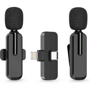 MAYBESTA Wireless Mini Microphone for iPhone, Android Phone - 2 Pack Lavalier Lapel Mic for Audio Video Recording - Clip on Content Creator Microphones for YouTube Tiktok Podcast Vlogging in Kuwait