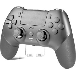 وحدة تحكم لاسلكية من CHEREEKI لجهاز PS4 مع عصا تحكم بتأثير Hall و2 أزرار ماكرو ومستشعر حركة واهتزاز وبطارية 1000 مللي أمبير في الساعة ولوحة لمس 3.5 مم ومقبس سماعة رأس أسود in Kuwait