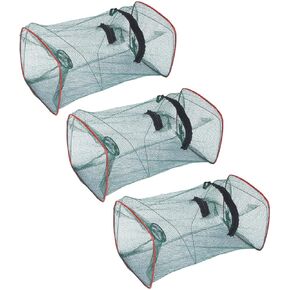 3 Pcs Collapsible Fishing Bait Trap, Portable Folded Minnow Net Trap | Square Fishing Net for Bait Fish Shrimp Crab Net Crab Traps for Blue Crabs Crabbing Crawfish, 17.7 × 8.6 × 8.6in in Kuwait