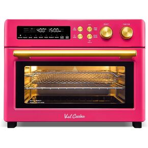 VAL CUCINA تسخين بالأشعة تحت الحمراء 26.3 QT فرن محمصة الهواء، فرن حراري كبير على سطح الطاولة 10 في 1 كومبو، 6 شرائح توست، صينية خبز بالمينا سهلة التنظيف مع كتاب الوصفات، لمسة نهائية من الفولاذ المقاوم للصدأ المصقول in Kuwait