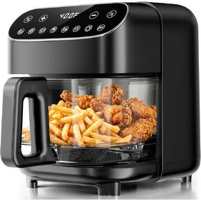 Kismile 5QT Glass Air Fryer, 8 in 1 PFAS-Free Non Toxic AirFryers, Digital Touch Control, Portable Air Fryer with Precise Temperature Control & Timer, Up to 400°F, 95% Less Oil.(Black) in Kuwait