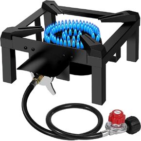 Bestfire 13" Single Propane Burner Stove 90,000 BTU Cast Iron Portable | Outdoor Burner with 0-20 PSI Adjustable Regulator and 4ft Hose Perfect for Outdoor Wok Cooking in Saudi Arabia