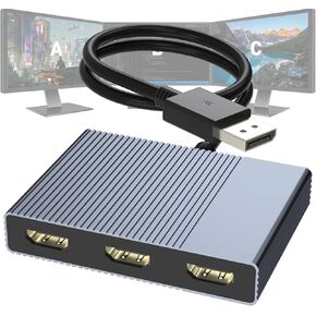 DisplayPort to 3 HDMI Splitter Extended Display, 4K@60Hz DisplayPort to HDMI Adapter for 3 Monitors, Display Port Splitter 1 IN 3 OUT MST Hub, DP Multiple Monitors Adapter for PC/Graphic Card in Kuwait