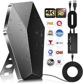 Amplified Digital TV Antenna 5000+ mi Indoor/Outdoor, 2026, 4K 8K 1080p | Smart TV Antenna for Local Channels Long Range Amplified Signal Booster-38ft, Smart IC Chip, 3-step Install, Weatherproof in Saudi Arabia