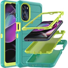 for Moto G 5G 2022 Case (No Screen Protector) with Drop Proof 3-Layer Durable Cover/Shockproof Armor Drop Protection Solid Rubber Case for Motorola Moto G 5G 2022-Dark Green/Green in Saudi Arabia
