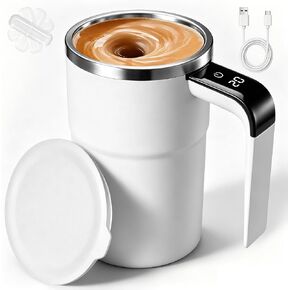 380 ml Self Stirring Coffee Mug, Rechargeable Self Stirring Mug with 7000 RPM Temperature Display 316 Stainless Steel, Waterproof Automatic Mixing Cup for Coffee Milk Cocoa Beverages, Black in Saudi Arabia