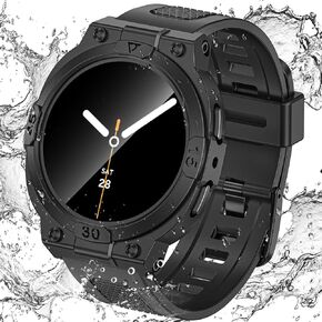 Goton 3 in 1 Case with Band for Samsung Galaxy Watch 8/7/FE/5/4 44mm 40mm | 360° Waterproof Protective Hard PC with Tempered Glass Screen Protector for Galaxy Watch Cover Bumper Accessories in Saudi Arabia