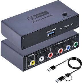 2026 Upgraded VHS RCA YPbPr to Digital Converter, 1080P 60Hz Component Composite Audio Video to USB Video Capture Card for VHS VCR DVD PS2 Wii N64, Compatible with Windows Mac Linux Android in Saudi Arabia