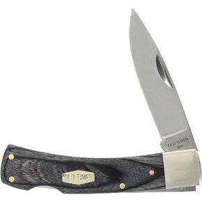 Old Timer Heritage Series 5OT Bruin 6.5in سكين تقليدي قابل للطي مع شفرة نقطة قطرة من الفولاذ المقاوم للصدأ، ومقبض بتصميم خشبي مصقول للصيد والتخييم والحمل اليومي وفي الهواء الطلق in Kuwait