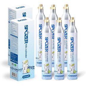 SPOZER CO2 Refill Cylinder for SodaStream Compatible w/Screw-in Soda Makers | 60L Threaded CO2 Canister, Food-Grade Carbonated Water Refill. for FIZZ, ONE TOUCH, JET, etc. - Set of 6 in Saudi Arabia