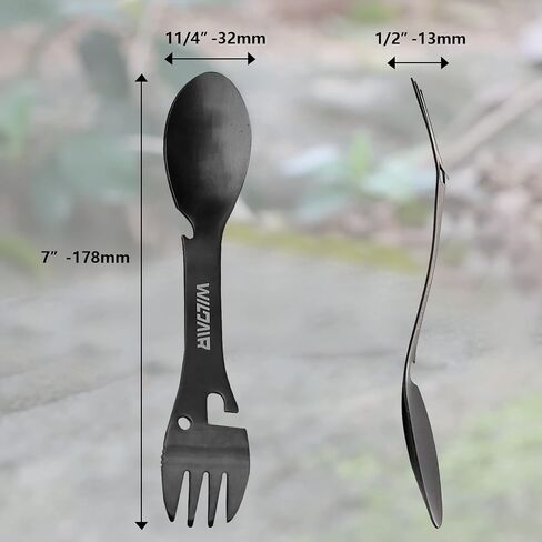 WILDAIR Stainless Steel Spork Camping Utensil with Knife Spoon Fork Bottle Can Opener 5 in1 Functional Multi Flatware in Saudi Arabia