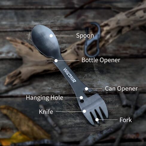 WILDAIR Stainless Steel Spork Camping Utensil with Knife Spoon Fork Bottle Can Opener 5 in1 Functional Multi Flatware in Saudi Arabia