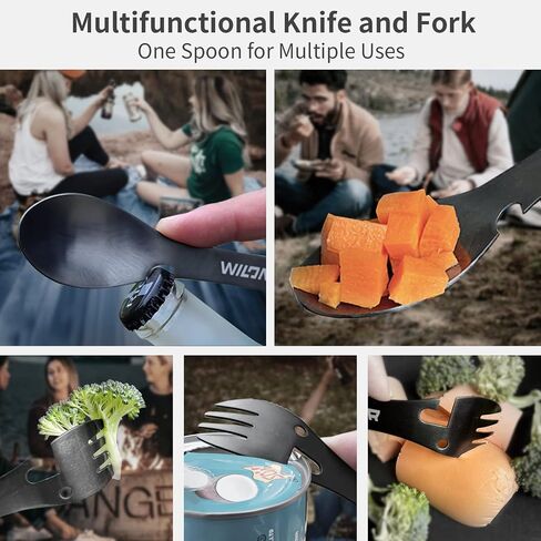 WILDAIR Stainless Steel Spork Camping Utensil with Knife Spoon Fork Bottle Can Opener 5 in1 Functional Multi Flatware in Saudi Arabia