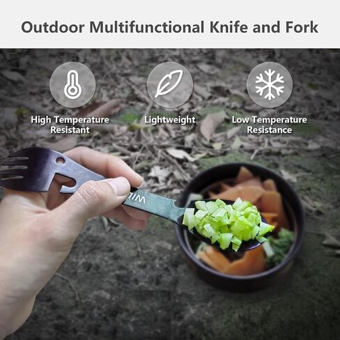 WILDAIR Stainless Steel Spork Camping Utensil with Knife Spoon Fork Bottle Can Opener 5 in1 Functional Multi Flatware in Saudi Arabia