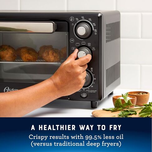 Oster® Compact Air Fryer Toaster Oven. Convection Countertop Pizza Oven, 4-Slice Toaster with 5 Cooking Functions – Air Fry, Bake, Toast, Broil, and Warm in Saudi Arabia